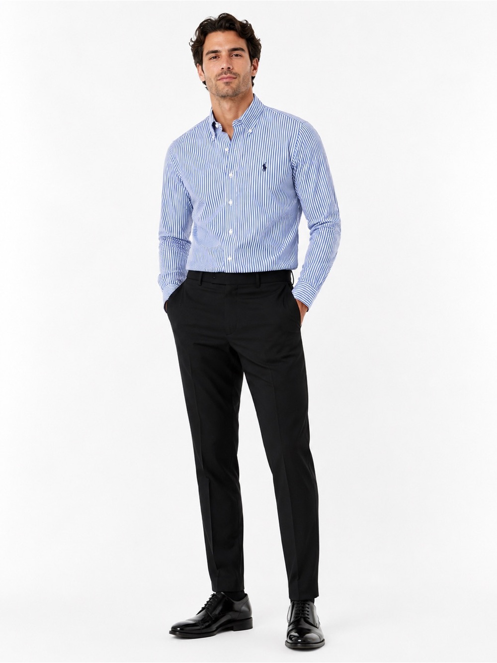 Ralph Lauren Light Blue & White Striped Classic Fit Shirt